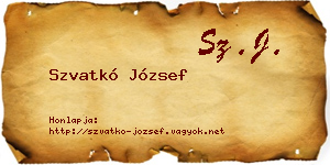 Szvatkó József névjegykártya